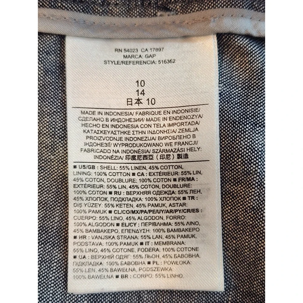 Gap Womens Blue Linen Blend Single Button Blazer Jacket Size 10‎ Chambray Summer